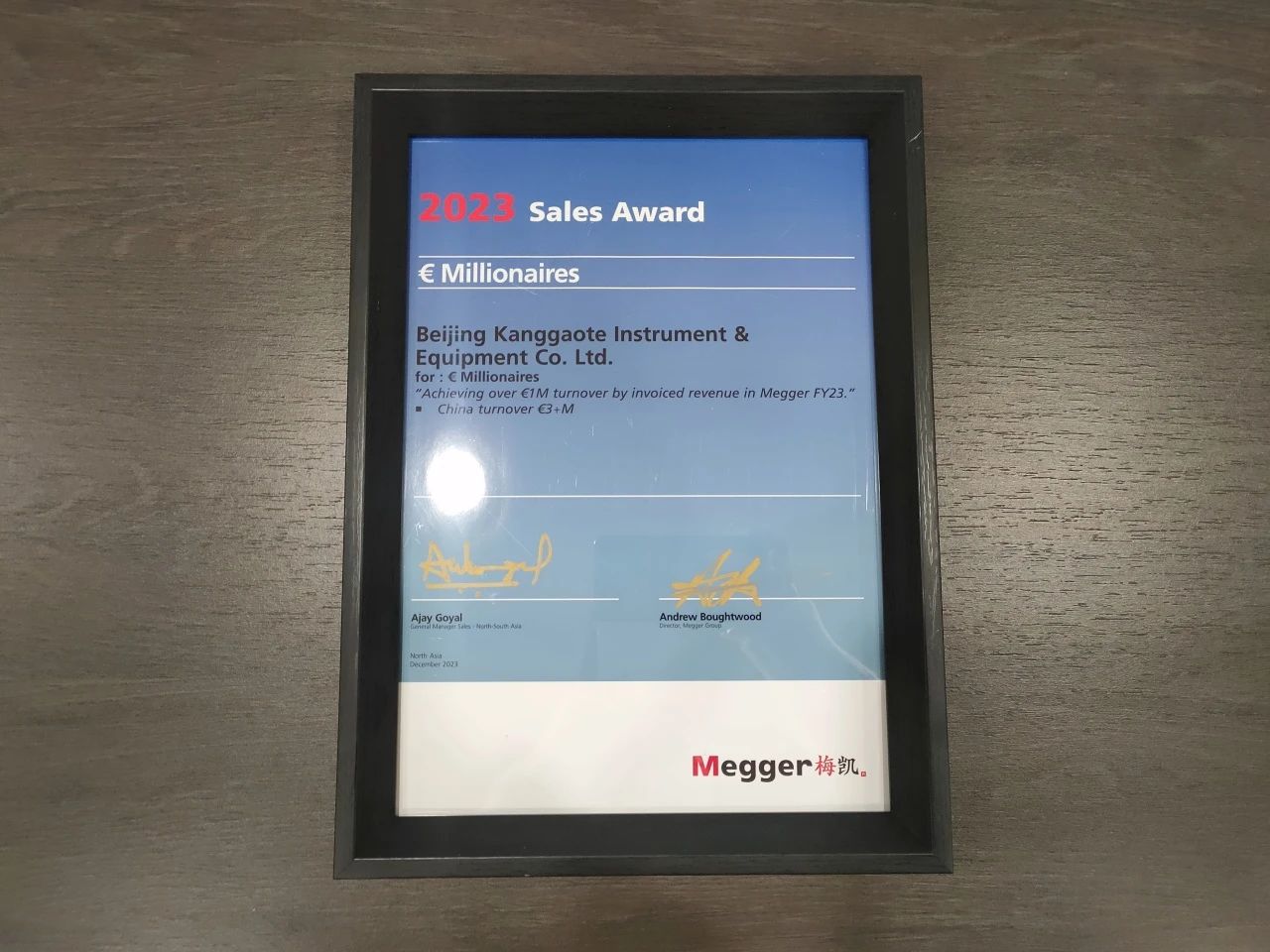 2023年MEGGER年度銷售*